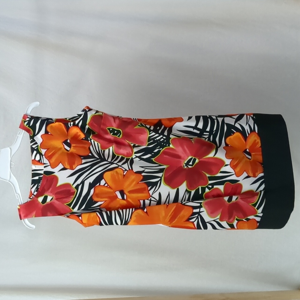 AGB Orange and Red Floral Sleeveless Sheath Dress Size 10